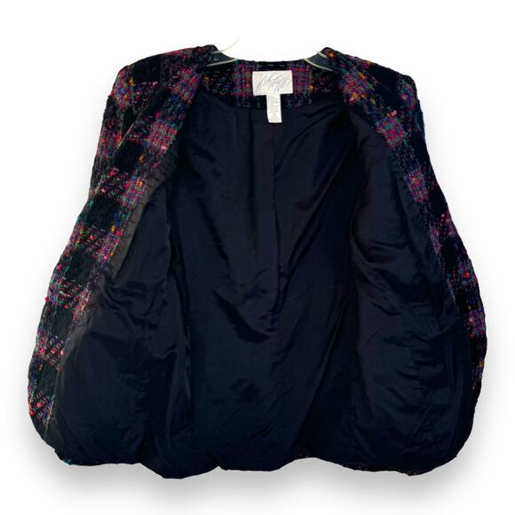 VTG Lord & Taylor Wool Mohair Blazer 4 Purple Plaid Dark Academia Old Money Ivy - Picture 3 of 9